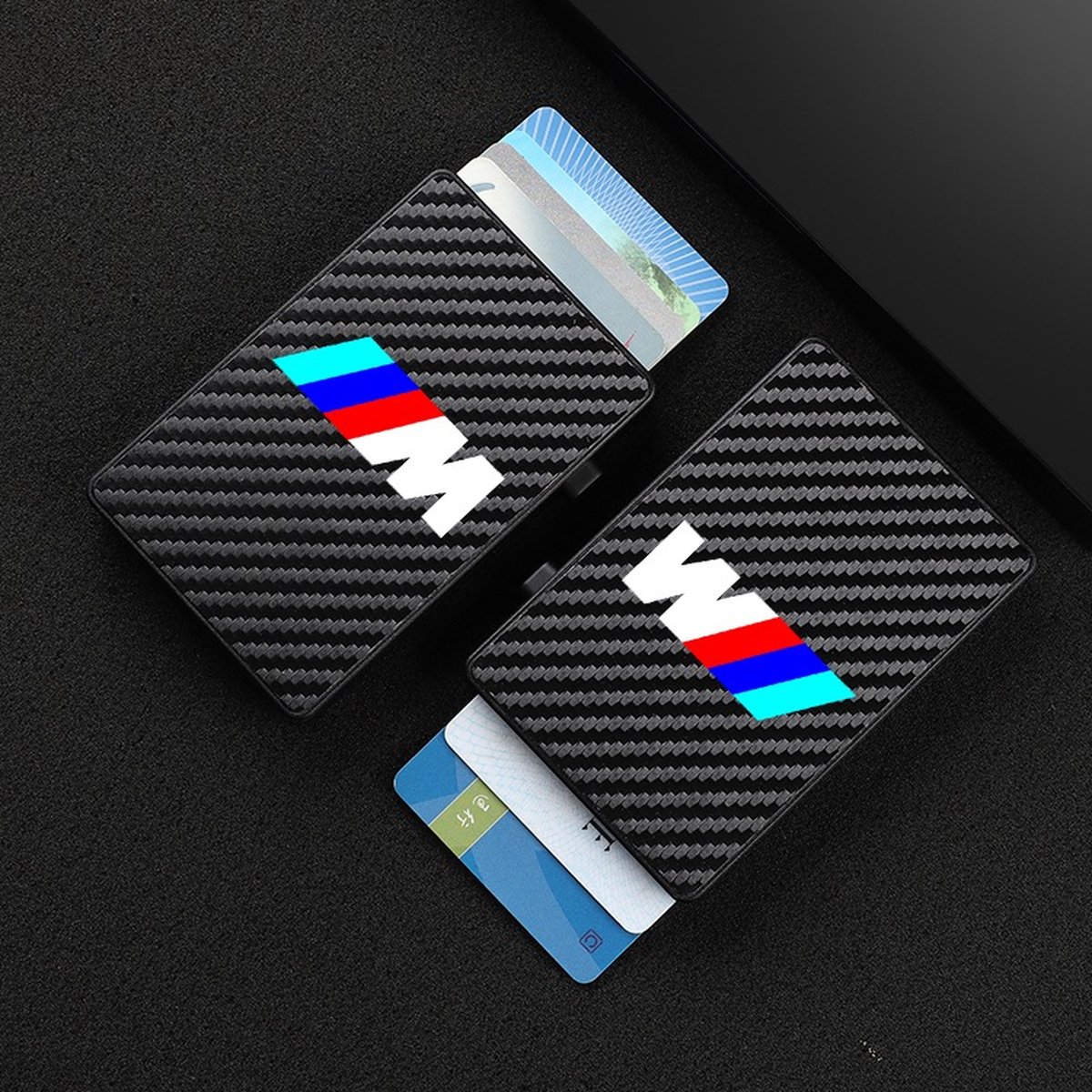 Anti-Diefstal Carbon Fiber Credit Kaart Passen Pop Up Kaarthouder Voor ...