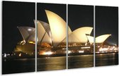 GroepArt - Glasschilderij - Sydney - Wit, Zwart, Grijs - 160x80cm 4Luik - Foto Op Glas - Geen Acrylglas Schilderij - 6000+ Glasschilderijen Collectie - Wanddecoratie