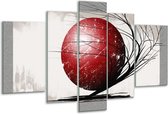 Glasschilderij Art - Rood, Zwart, Grijs - 170x100cm 5Luik - Foto Op Glas - Geen Acrylglas Schilderij - 6000+ Glasschilderijen Collectie - Wanddecoratie