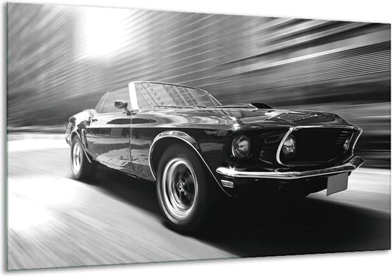 Canvas Schilderij Auto, Mustang | Zwart, Grijs | | F006394