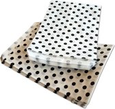 Prigta - Papieren zakjes / cadeauzakjes - 100 stuks - 13,5x18 cm - wit met zwarte stip