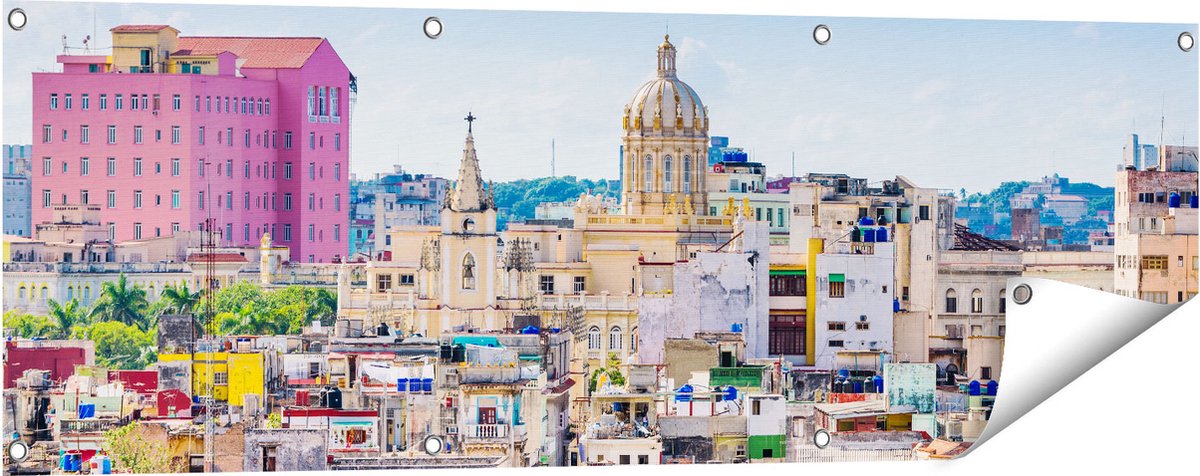 Gards Tuinposter Havana Stad in Cuba - 120x40 cm - Tuindoek - Tuindecoratie - Wanddecoratie buiten - Tuinschilderij Multikleur