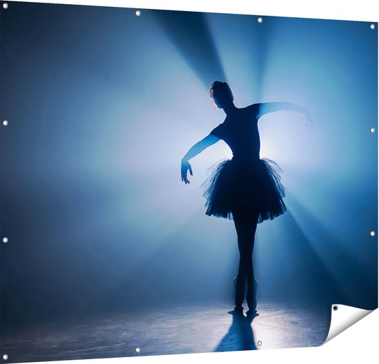 Gards Tuinposter Ballerina Silhouet - Ballet - 150x120 cm - Tuindoek - Tuindecoratie - Wanddecoratie buiten - Tuinschilderij