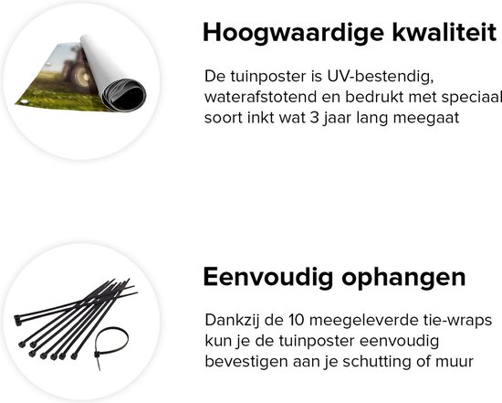 Gards Affiche de jardin Tracteur sur l'Herbe - Tracteur - 180x90 cm - Toile jardin - Décoration de jardin - Décoration murale extérieur - Tableau jardin