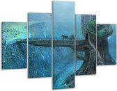 Glasschilderij -  Landschap - Groen, Grijs - 100x70cm 5Luik - Geen Acrylglas Schilderij - GroepArt 6000+ Glasschilderijen Collectie - Wanddecoratie- Foto Op Glas