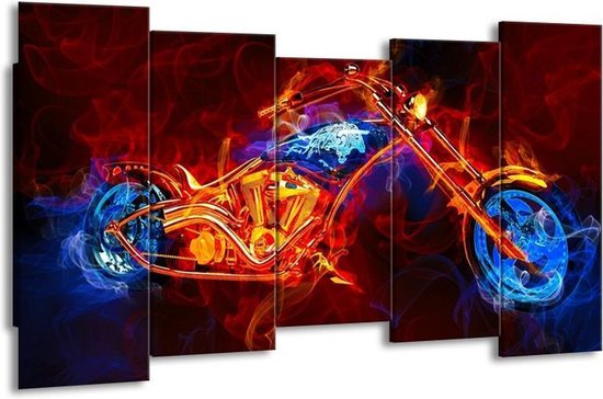 Canvas schilderij Motor | Rood, Blauw, Rood | | F004590