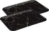 5Five Tray / plateau de service Marble - 2x pièces - Mélamine - noir - 33 x 43 cm
