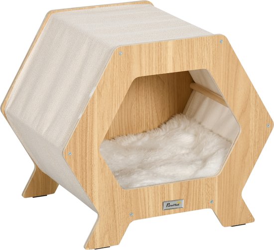 PawHut Kattenhuis Met Kussen Kattenslaapplaats Kattengrot Verhoogde Poten Pe Rotan D30 245v01 549991945