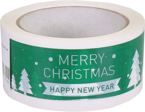 Dozensluittape | Merry Christmas | PVC | 50mm | 66m | groen/wit