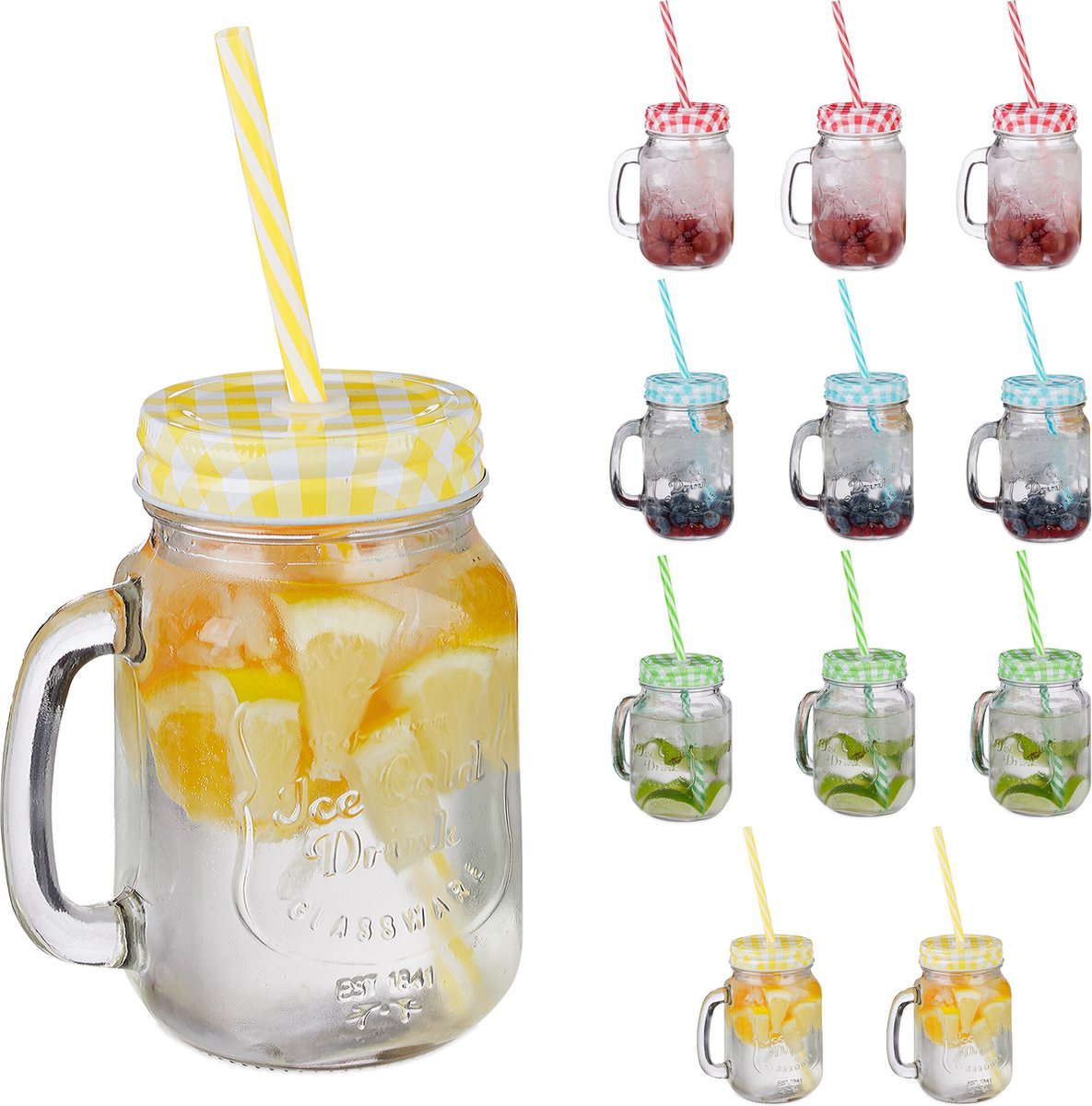 Glazen met rietje en transparante kleur van 750 ml Straw