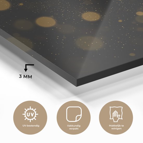 MuchoWow® Peinture sur verre 40x30 cm - Peinture acrylique sur verre - Or - Abstrait - Luxe - Zwart - Photo sur verre - Peintures