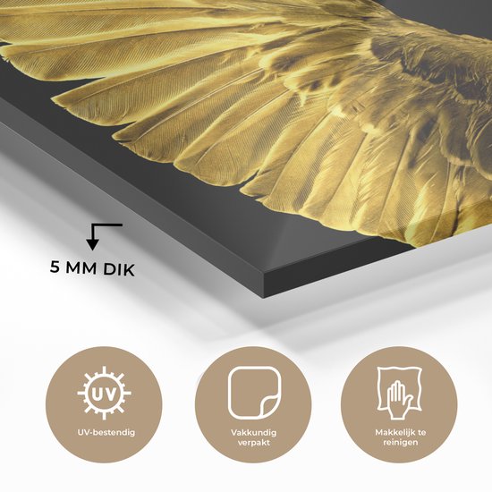 Peinture sur Verre - Ailes Dorées sur Fond Noir - 120x80 cm - Peintures sur Verre Peintures - Photo sur Glas