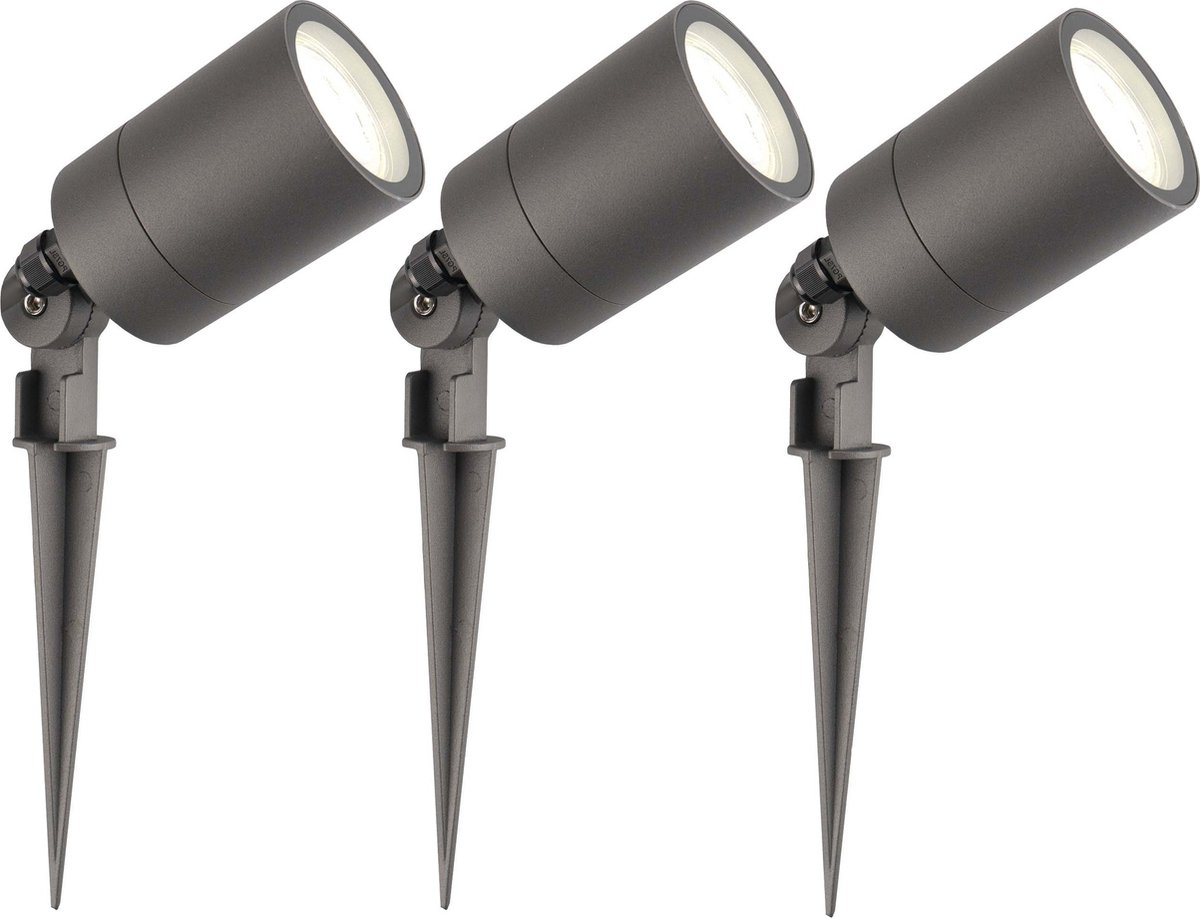 Ledvion - 3X LED Prikspots - Antraciet - IP65 - 5W - 4000K - 2M