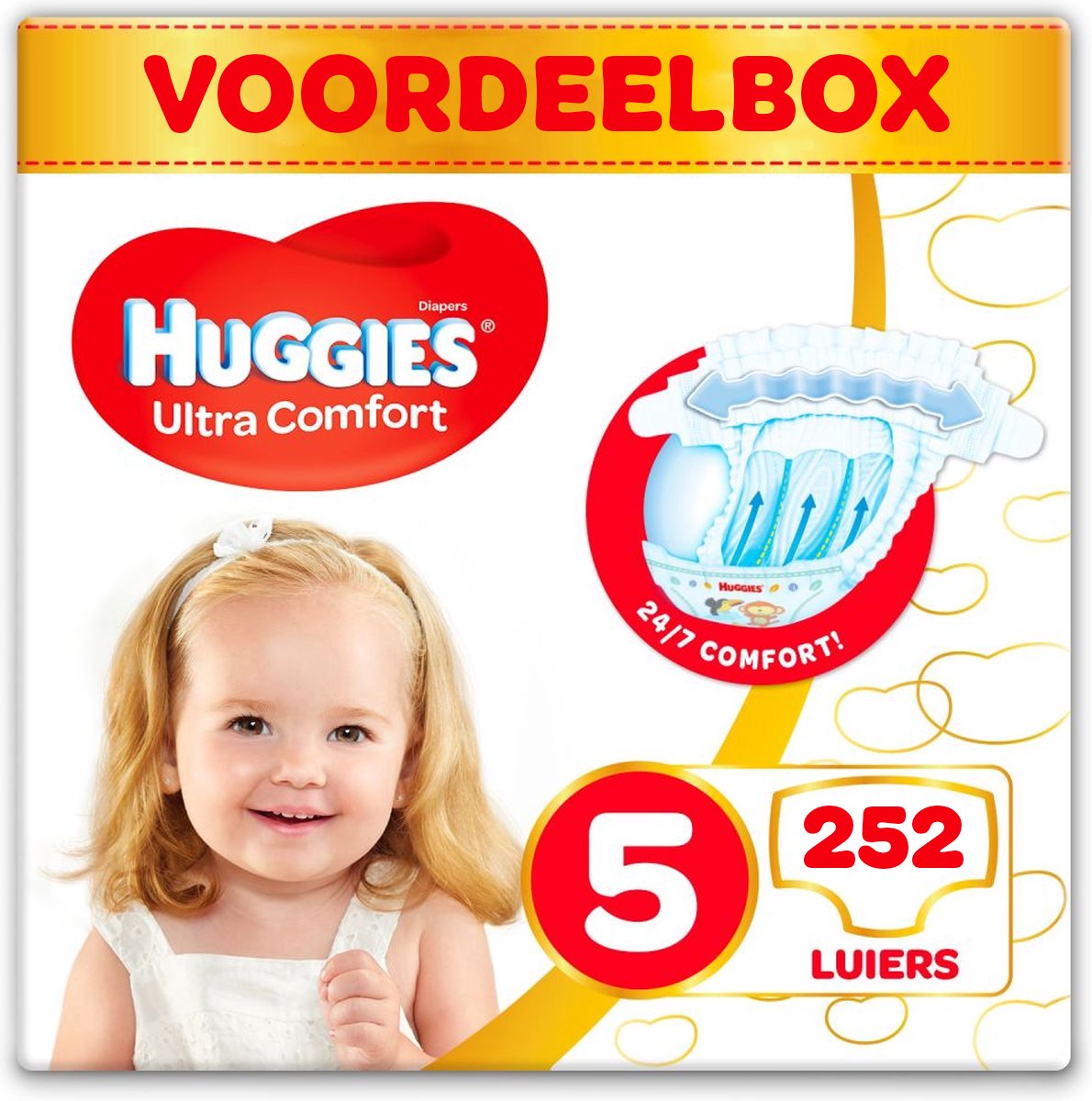 Goedkoopste Huggies luiers - Maat 5 (11 tot 25 kg) - 252 stuks (6x42) - Voordeelverpakking