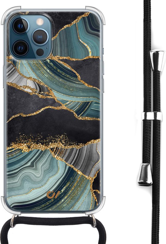 Telefoonhoesje Met Koord Xiaomi Redmi Note 13 Pro 5G - Siliconen Hoes Hart Liefde Design Zwart Goud