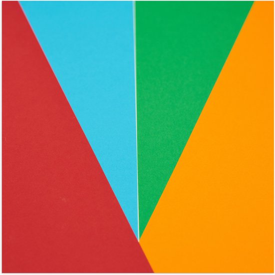 Poster (Mat) - Geometrische Vakken in Rood, Blauw, Groen en Geel - 80x80 cm Foto op Posterpapier met een Matte look