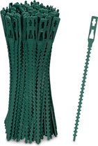 Relaxdays plantenbinders - 14 cm - set van 200 - bindbandjes - kabelbinders - groen