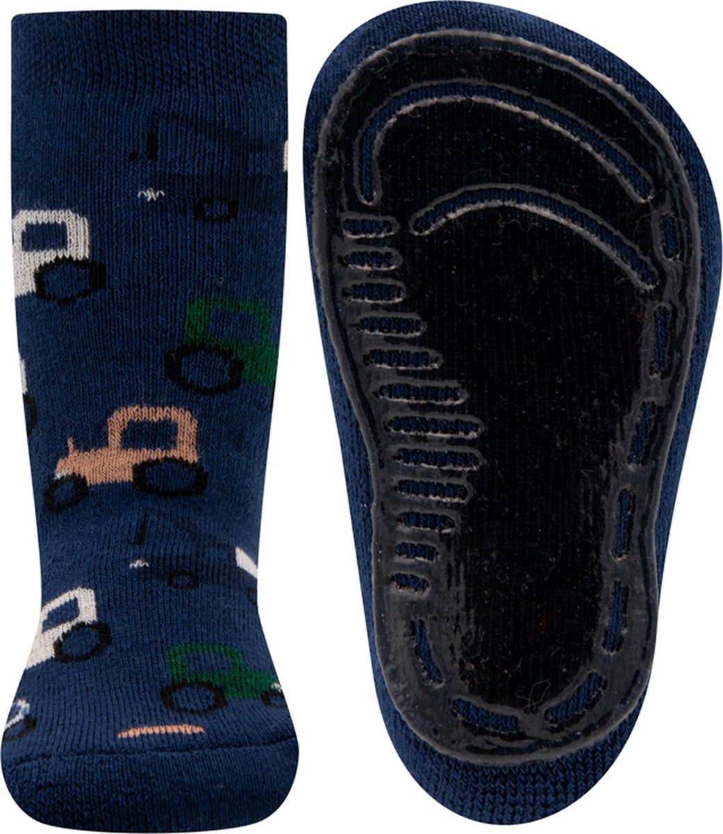 Ewers Antislipsok Donkerblauw met Trekkers en Takelwagens - Siliconenzool-27/28