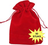 Fako Bijoux® - Fluweel Cadeau Zakjes - Velours - 10x12cm - Rood - 50 Stuks