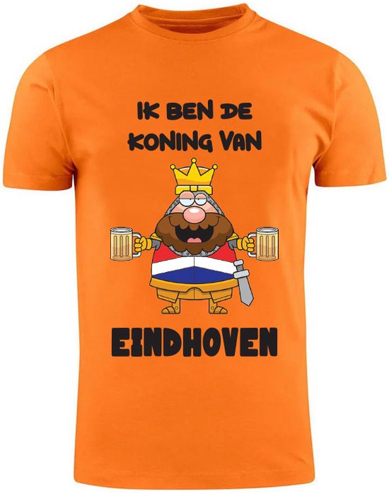 Ik ben de Koning van Eindhoven Oranje Heren T-Shirt | Koningsdag | 040 | Shirt