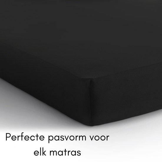 Sleeps Jersey Stretch Hoeslaken - 100% Katoen - 200x200/220 cm - Zwart - Strijkvrij van Sleeps — afbeelding 4