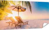 Gards Tuinposter Tropisch Strand tijdens Zonsondergang - 180x90 cm - Tuindoek - Tuindecoratie - Wanddecoratie buiten - Tuinschilderij