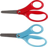 Kinderschaar. blauw. rood. L: 13 cm. rechtshandig. 12 stuk/ 1 doos