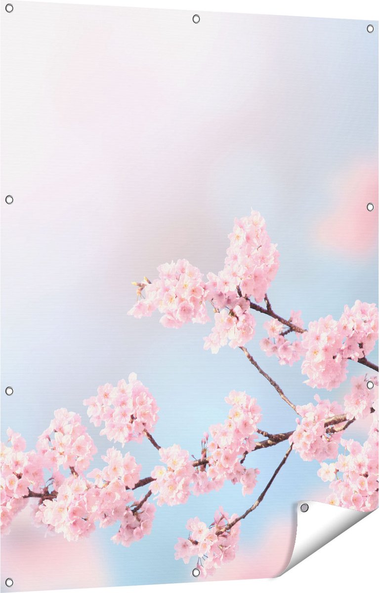 Gards Tuinposter Roze Bloesem Bloemen - 90x120 cm - Tuindoek - Tuindecoratie - Wanddecoratie buiten - Tuinschilderij Multikleur