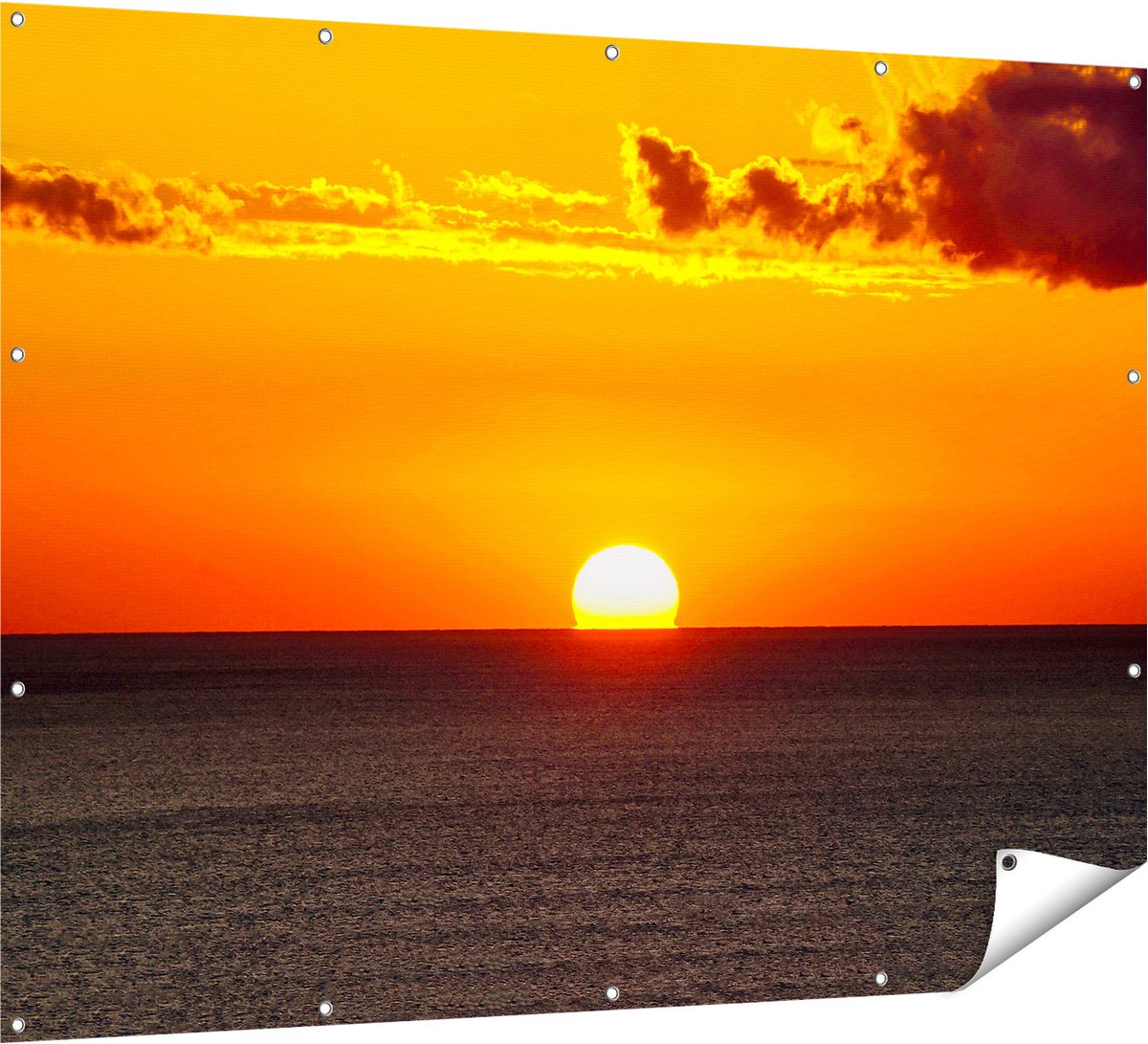Gards Tuinposter Oranje Zonsondergang in de Oceaan - 160x120 cm - Tuindoek - Tuindecoratie - Wanddecoratie buiten - Tuinschilderij Multikleur
