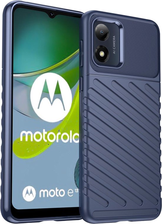 iMoshion Hoesje Geschikt voor Motorola Moto E13 Hoesje Siliconen - iMoshion Thunder Backcover - Donkerblauw