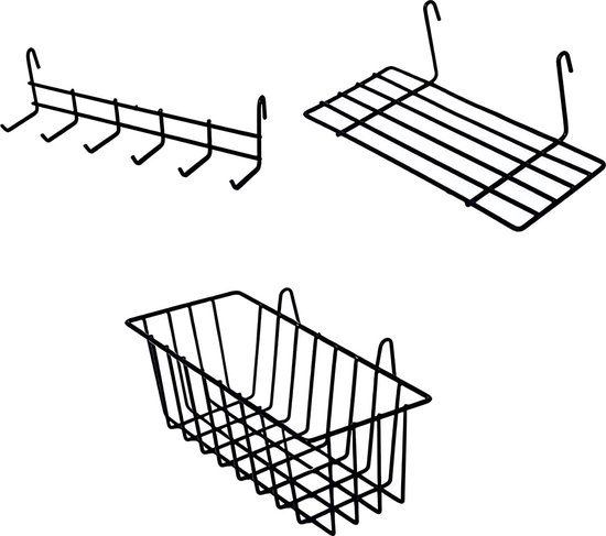 Set van 3 planken voor Design Metal Wall, Grid Shelf Design, Gebruikt voor Grid Photo Wall