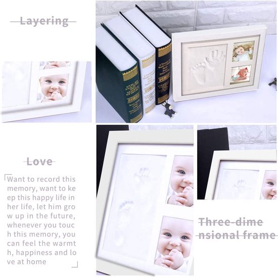 Babyfotolijst Set \ posters voor de kinderkamer - Baby Hand en Footprint Kit \ kit voor pasgeboren jongens/meisjes - baby fotolijst, Fotolijstplank van Prachtigkado — afbeelding 5