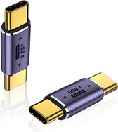 NÖRDIC USB4-306 - Mannelijk naar Mannelijk USB-C Adapter - 8K60Hz - 40Gb/s - PD 100W - Paars