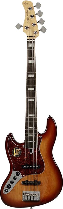 Sire Marcus Miller V7+ A5L 2nd Generation Alder Tobacco Sunburst linkshandige 5-snarige elektrische basgitaar