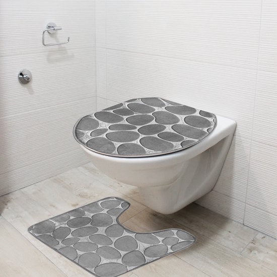 A.Monamour Ensemble Tapis De Bain Et WC 3 Pièces - Tête De Loup Tatouage - Flanelle Antidérapante - Lavable A.Monamour Couvre Cuvette