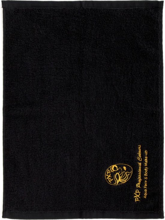 Handdoekje zwart met goud borduursel logo