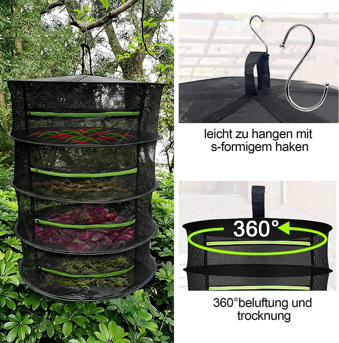 Droognet kruiden 4-laags - Voor het drogen van planten en groenten - 40 x 60 cm