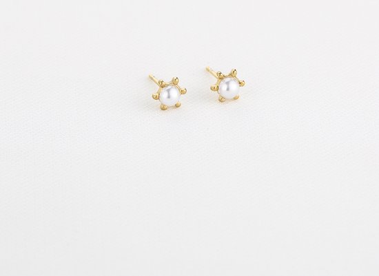 Bijoutheek Clous d'Oreilles Perle Fleur Doré