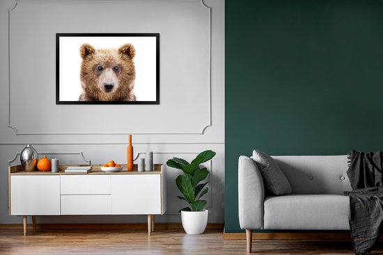 Cadre photo avec affiche - Ours - Marron - Animaux - Nature - 90x60 cm - Cadre pour affiche