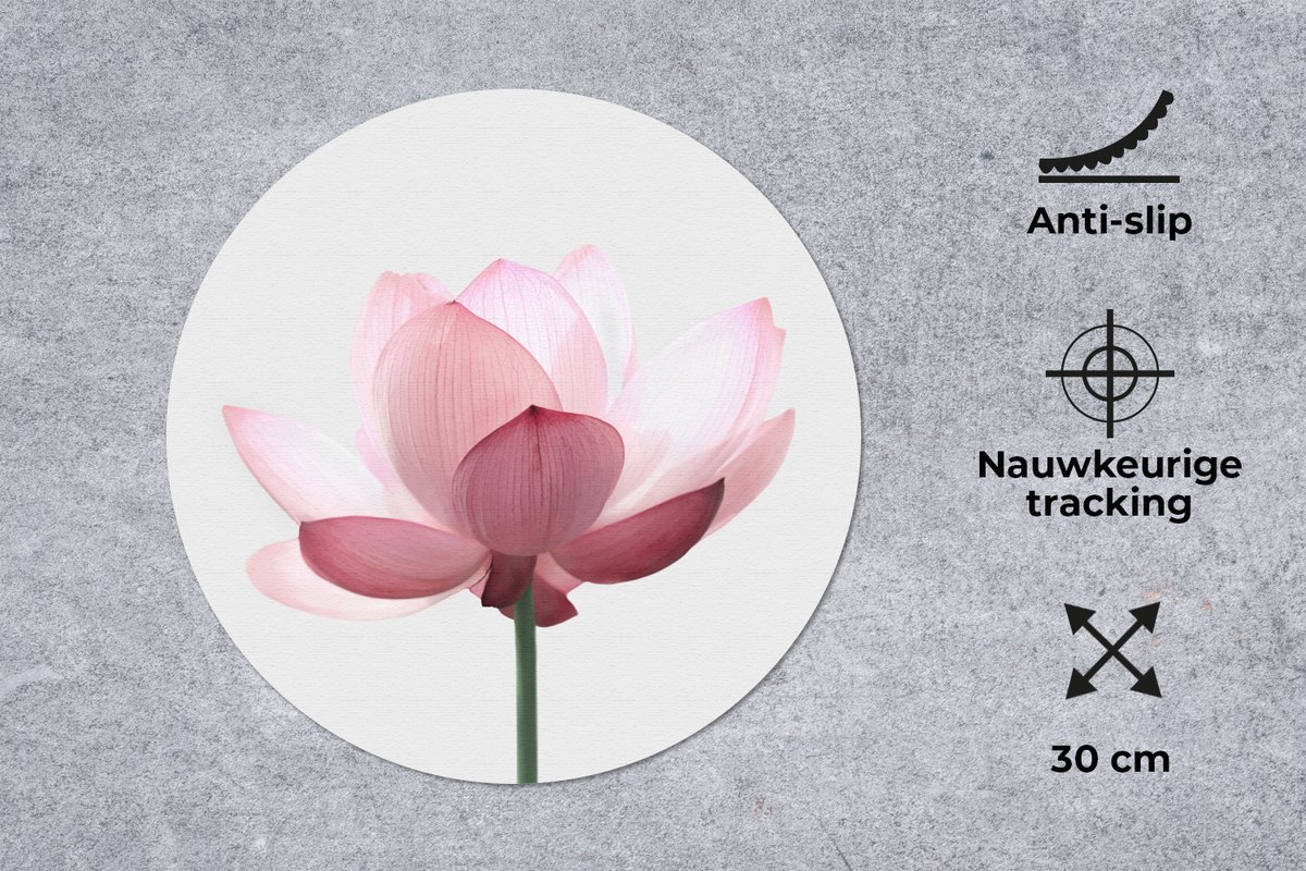 Muismat rond 30x30 cm - Mousepad Bloemen - Roze - Natuur - Botanisch - Ronde muismatten
