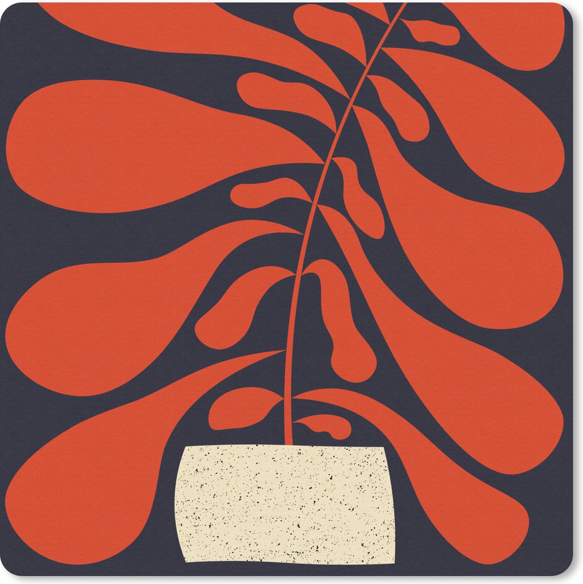 Muismat 30x30 cm - Mousepad Plant - Rood - Abstract - Vaas - Muismatten