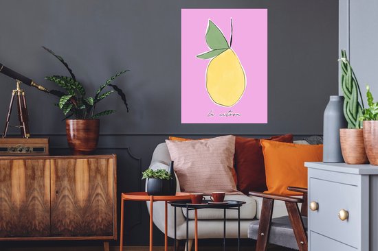 Muurstickers - Sticker Folie - Citroen - Fruit - Pastel - 60x80 cm - Plakfolie - Muurstickers Kinderkamer - Zelfklevend Behang - Zelfklevend behangpapier - Stickerfolie