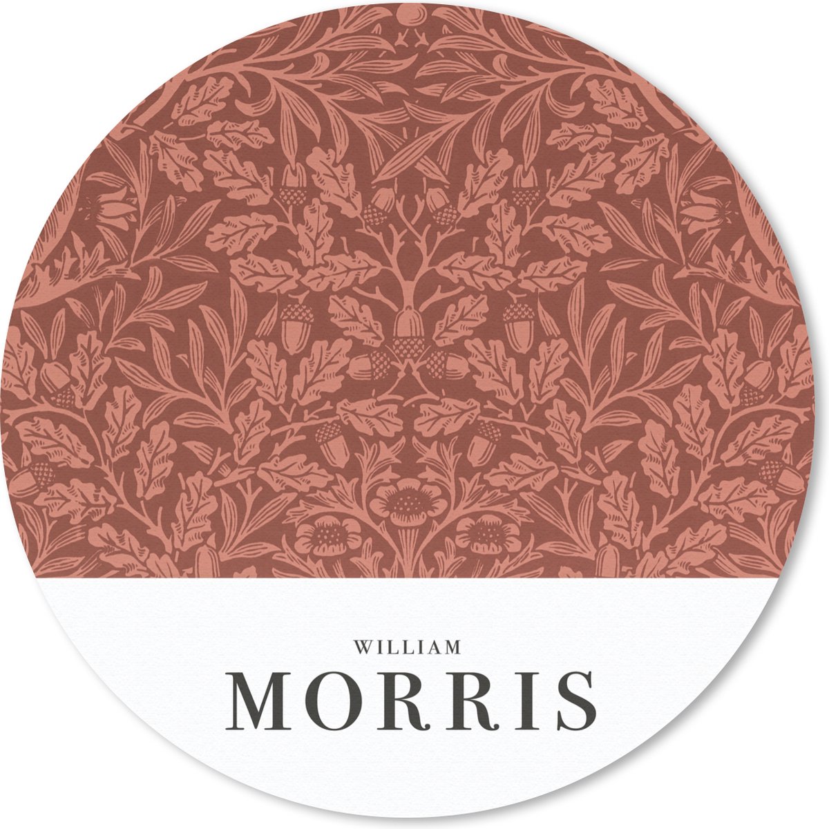 Muismat rond 50x50 cm - Mousepad Bladeren - Planten - Morris - Bruin - Ronde muismatten