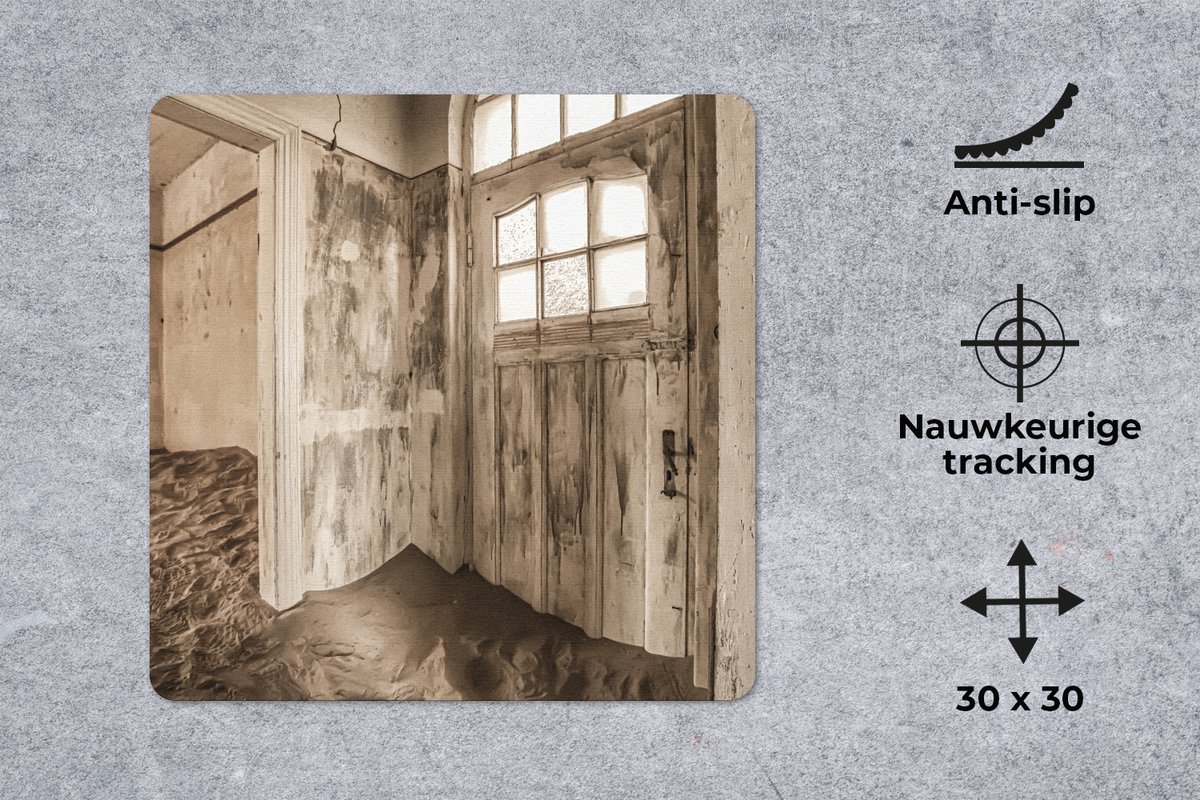 Muismat 30x30 cm - Mousepad Huis - Zand - Deur - Architectuur - Muismatten