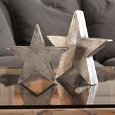 LOBERON Decoratiester set van 2 Big Star antiekzilverkleurig