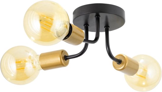 TooLight APP1117-3C Plafondlamp - E27 - 3 Lichtpunten - Zwart/Goud