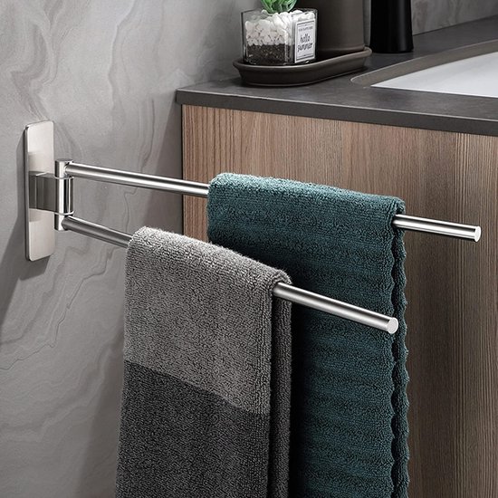 porte serviette salle de bain sans perçage, petit support serviette en  acier inoxydable, argenté