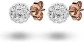Twice As Nice Oorbellen in rosé zilver, bol, witte kristallen Wit