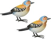 2x stuks decoratie vogel/muurvogel Vink voor in de tuin 38 cm - Tuindecoratie dierenbeeldjes - Tuinvogels/muurvogels