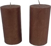 Kaarsen groot BAILEY - Brons - Set van 2 - 13 cm - Stompkaars